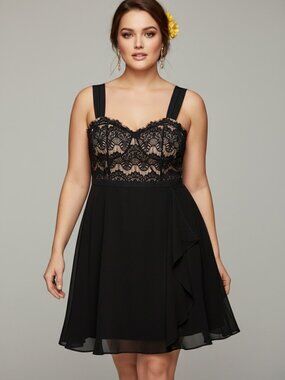 City Chic Black Lace Priscilla Dress Plus Size 18/M Illusion Party Date Night